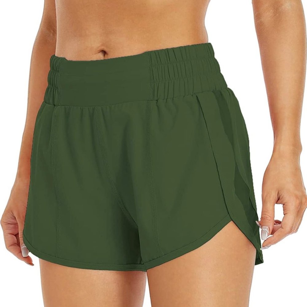 Army Green Womens Athletic Shorts